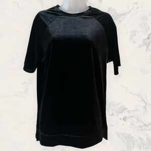 NWT Open Edit Black Velvet T-Shirt - Size S- Black